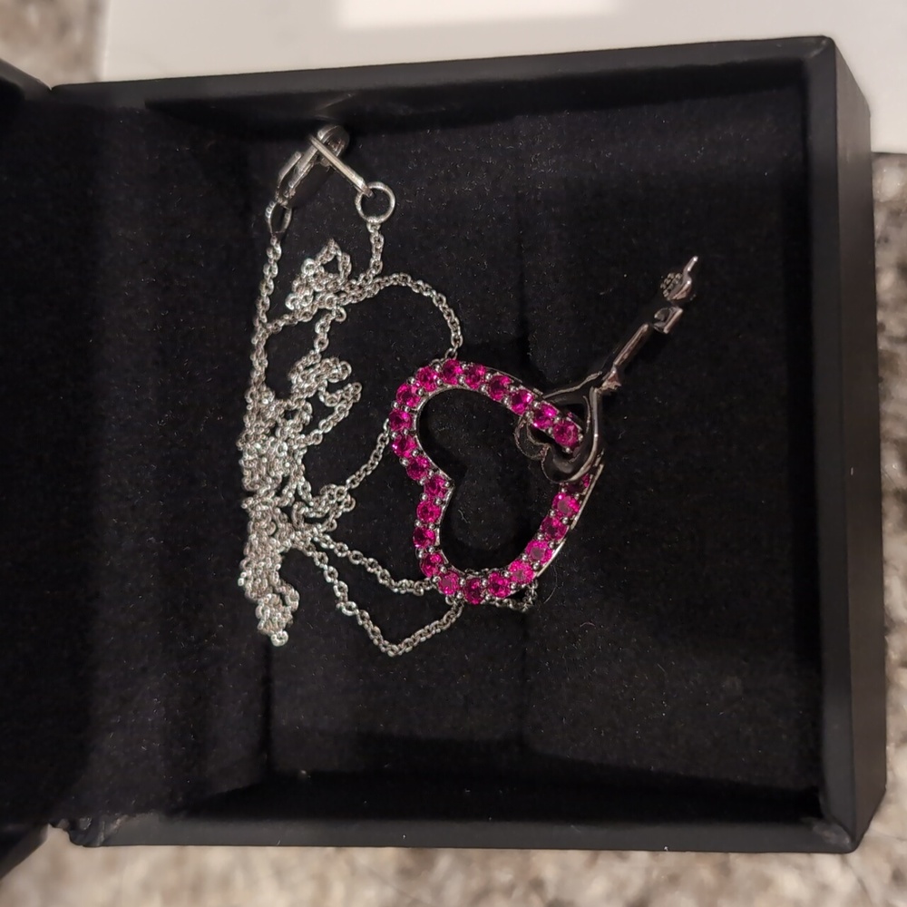 Heart With Key Ruby Necklace - image 1